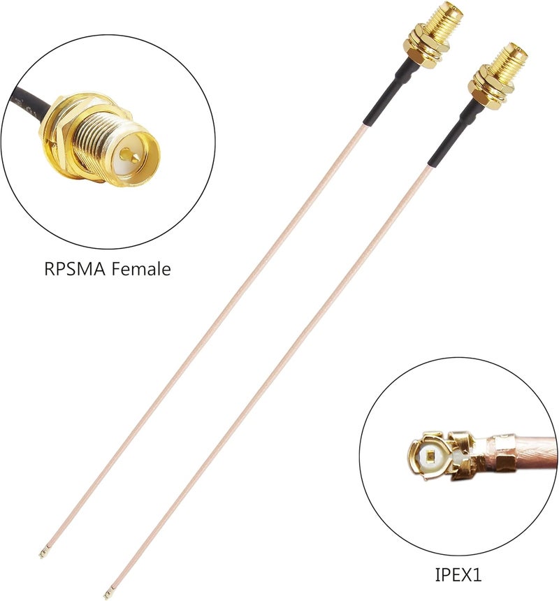 Rydocyee WiFi Bluetooth Antenna 2 Pack & Pigtail 2 Pack, 5Ghz 2.4Ghz WiFi Card Antenna 3dBi, 8-Inch RP SMA-Female to IPEX1/UFL Cable, for Mini PCIe Network Cards and Routers - Image 4